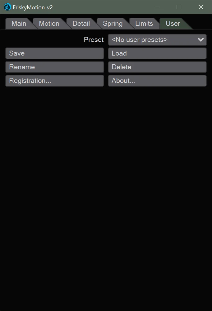 FriskyMotion V2 User tab